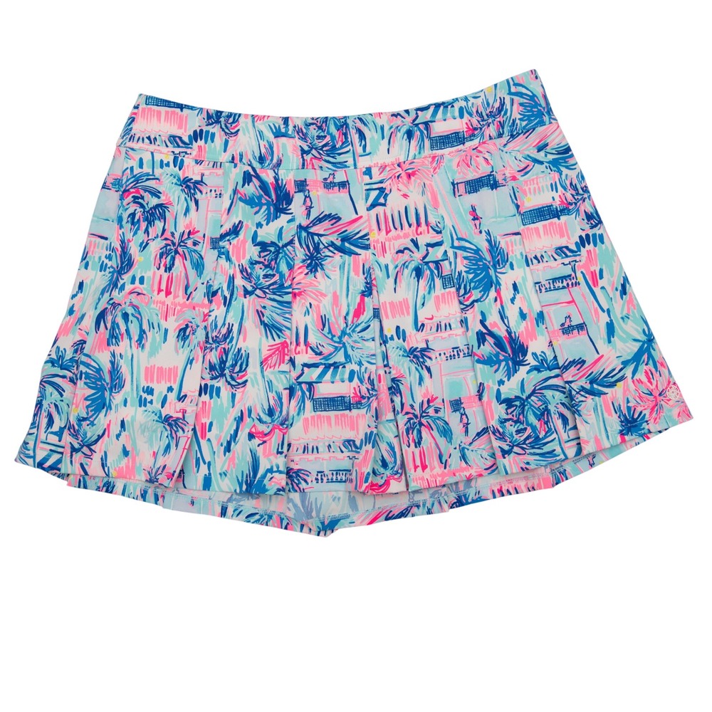 Lilly Pulitzer XL 14 Luxletic Pleated Skort Tropical Beachy Palm Print NWOT READ